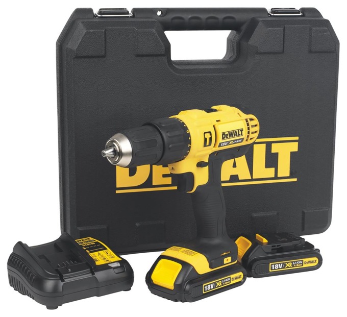 DCD776C2 DEWALT 18VOLT AKU PŘÍKLEPOVÁ VRTAČKA / ŠROUBOVÁK , 2 X 1,3 AH BATERIE XR LI-ION, NABÍJEČKA, KUFR