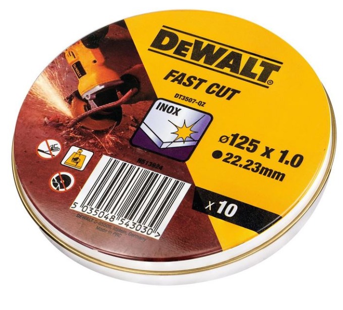 DT3507 DEWALT 10KS ŘEZNÝCH KOTOUČŮ NA NEREZ 125 X 1,0MM