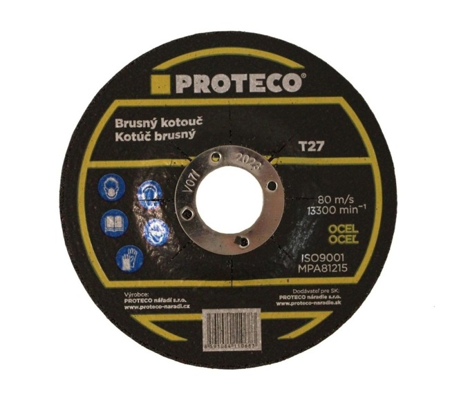 PROTECO 10.20-B-125-64 kotouč brusný 125x6.4x22.2mm, zvýšený střed, ocel