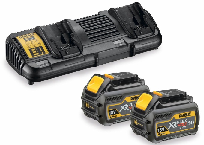 DCB132T2 DEWALT NABÍJEČKA 2 AKUMULÁTORŮ XR LI-ION 10,8VOLT - 54 VOLT + 2 x AKU 54V 6,0Ah