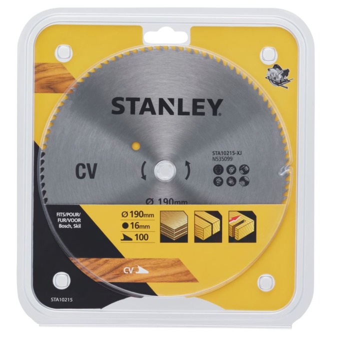 Dewalt STA10215-XJ STANLEY PILOVÝ KOTOUČ 190 X 16 MM, PRO PŘÍČNÉ ŘEZY, 100 ZUBŮ